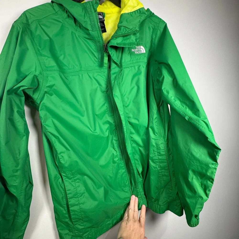 The North Face XL 18/20 Green HyVent Rain Jacket Hooded Mesh Lined Waterproof